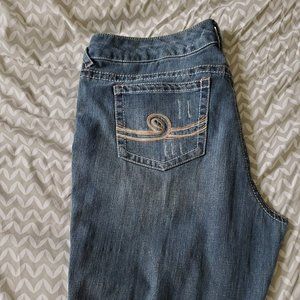 Great pair of Seven7 distressed boot cut jeans size 20